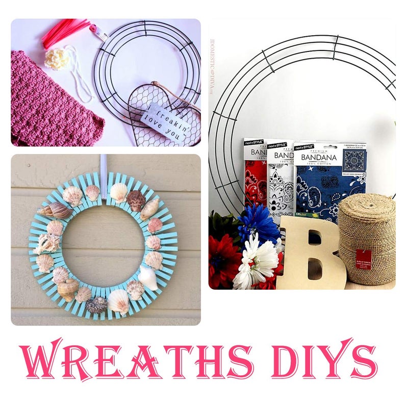 MJRASG 6 Pack Wire Wreath Frame 10 Inches Metal Wreath Frame Wreath Form Wreath Hoop Wreath Ring with 6 Pcs Adhesive Hooks and 38 Yard 22 Gauge Paddle Wire for Crafts - Image 2